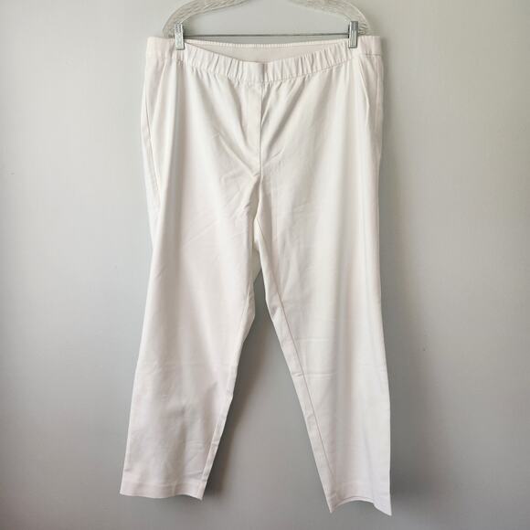 J. Jill Pants - J. Jill Pants Women's 20W White Cotton Blend Coastal Chic Resort Wear Straight